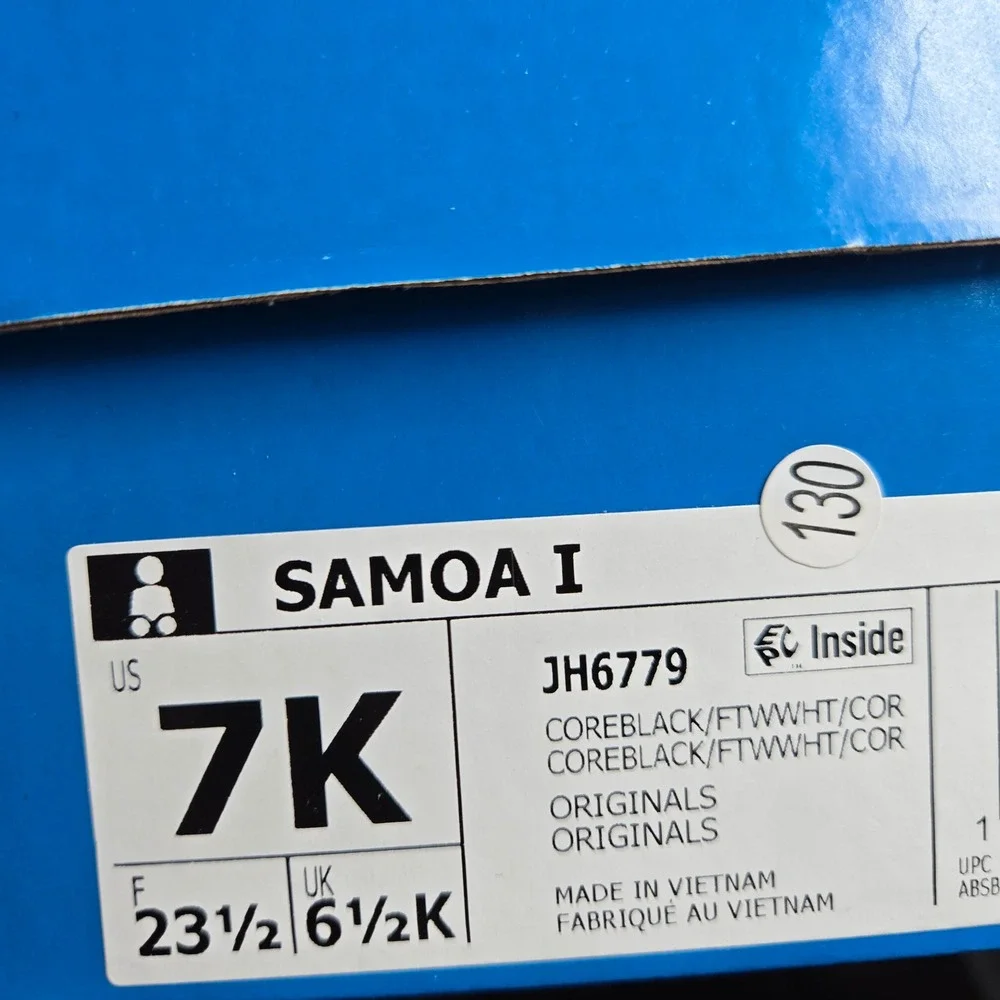 Adidas Samoa I Toddler‎ Shoes Black White Stripes Classic Sneakers 7K